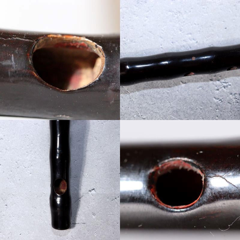 Authentic Edo  Japanese Shinobue Flute  Lacquer Antique Mitchell Flower Vase9