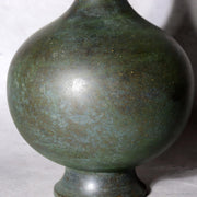 Takaoka Bronze Vase  Gousho Ancient Verdigris Patina Classic Trumpet Neck Japan9