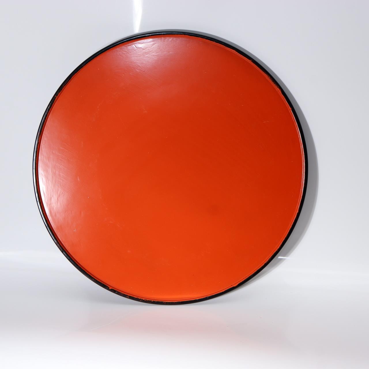 Vintage Aizu Lacquer Round Wooden Serving Tray Plates Red Black Set of 2 Japanes3