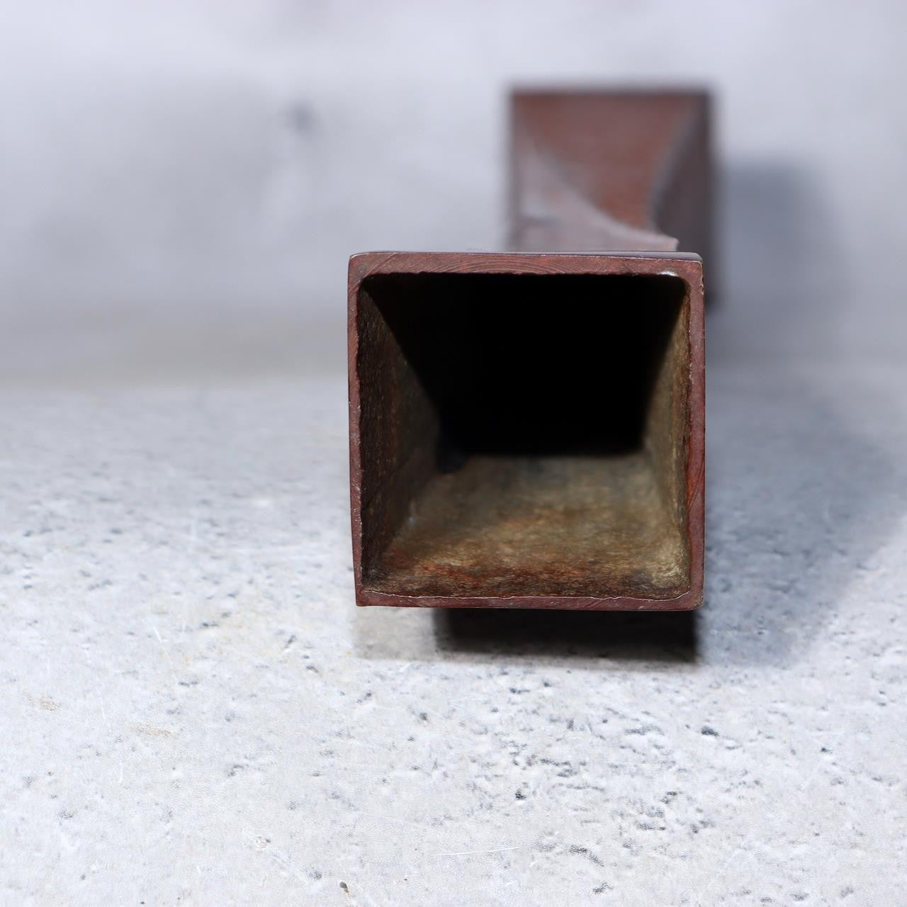 Japanese Bronze Twisted Vase Geometric Square Column Heavy Studio Ikebana Vessel5