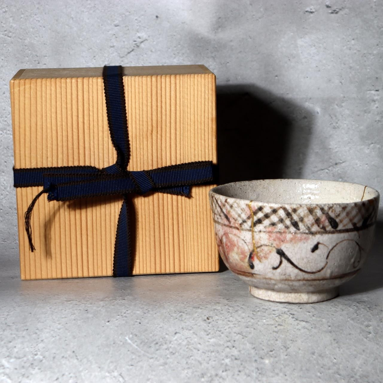 Japanese Antique E-Seto Tea Bowl Seto-Mino Ware End Edo Period Kintsugi Repair1