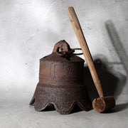 ●●　Antique Japanese Cast Iron Hanging Bell with Raised Kanji Characters BOSa630
