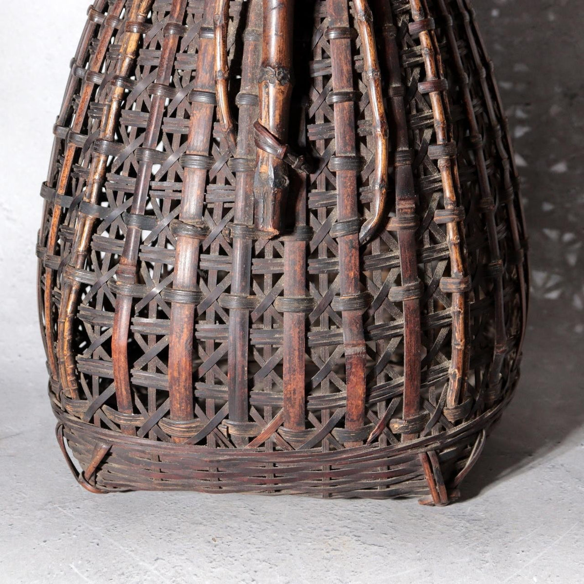 Vintage Japanese Bamboo Woven Flower Basket Ikebana Hanakago Handled6