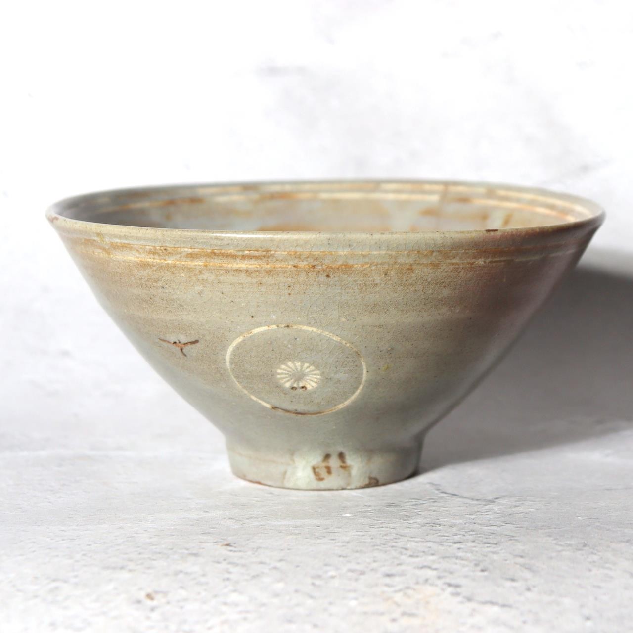 Edo Period Matsushiro-yaki Tea Bowl - Goryeo Celadon Style - Mismatched PCP2882