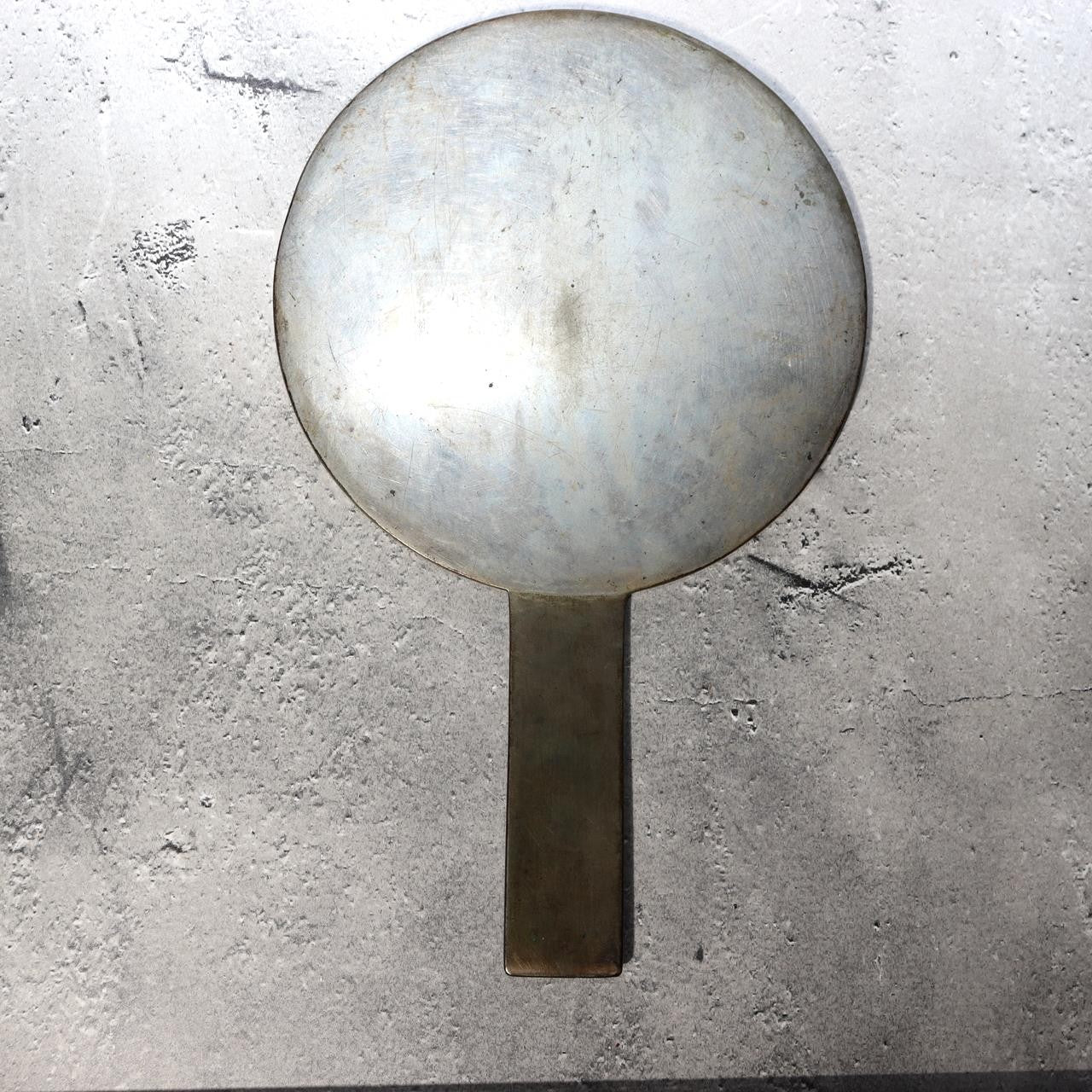 Japanese Antique Bronze Mirror Hand Mirror Bamboo Crest Signed Tenkaichi Edo Era7