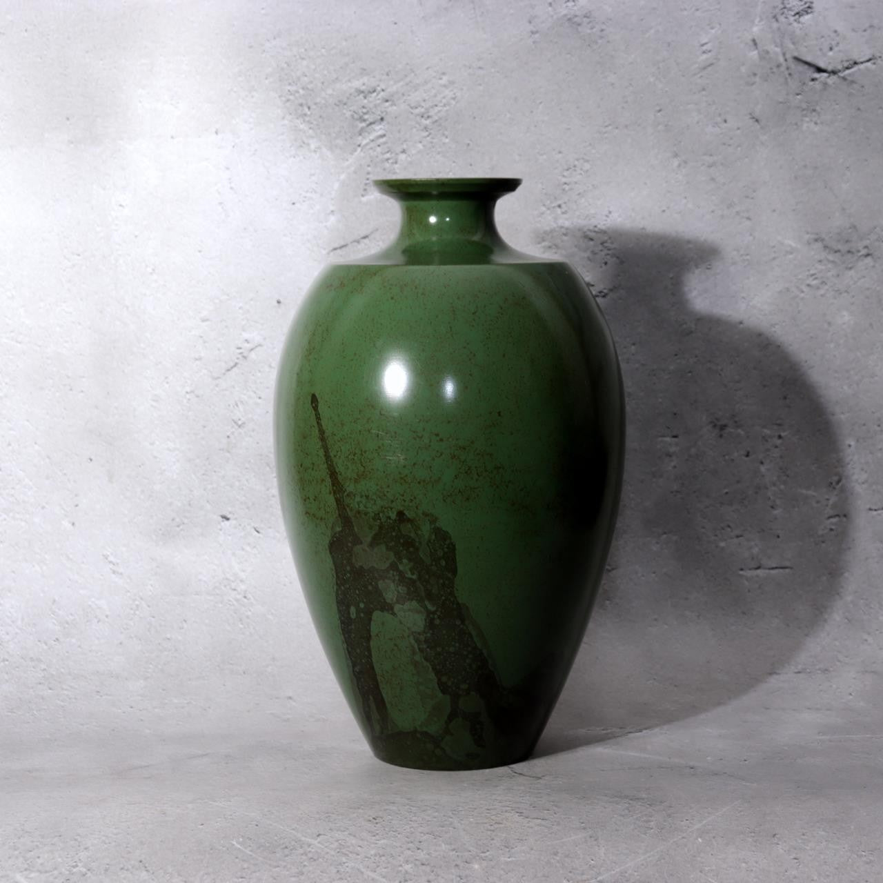 Takaoka Copperware Green Bronze Vase Japanese Flower Holder Ornament BV7732