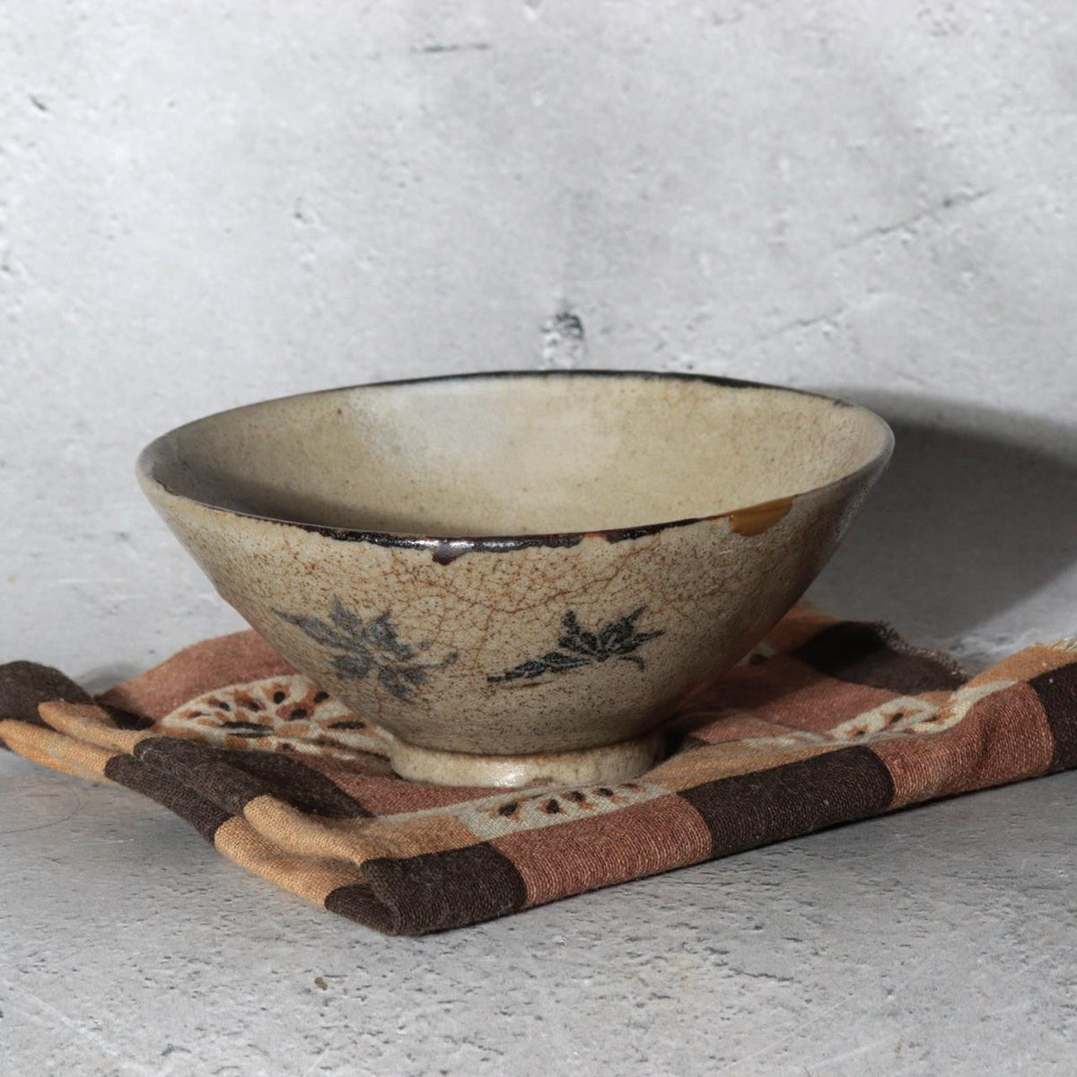 Late Edo Seto Karatsu Fukizumi Chawan Tea Bowl Gosu Maple Kintsugi Repair PCP3164