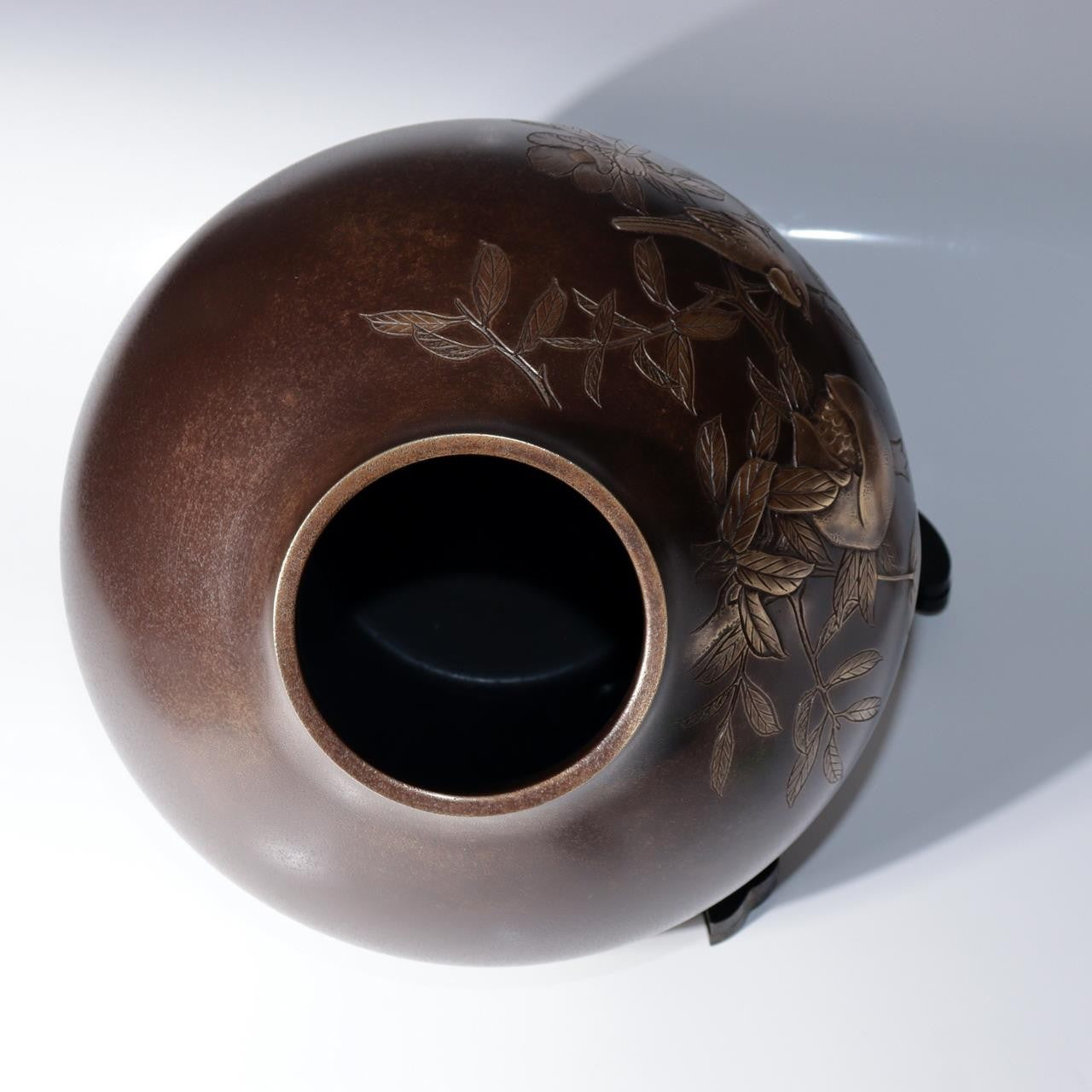 Japanese Bronze Vase by Yoshino Takeji & Takano Shizan Pomegranate Bird Design11