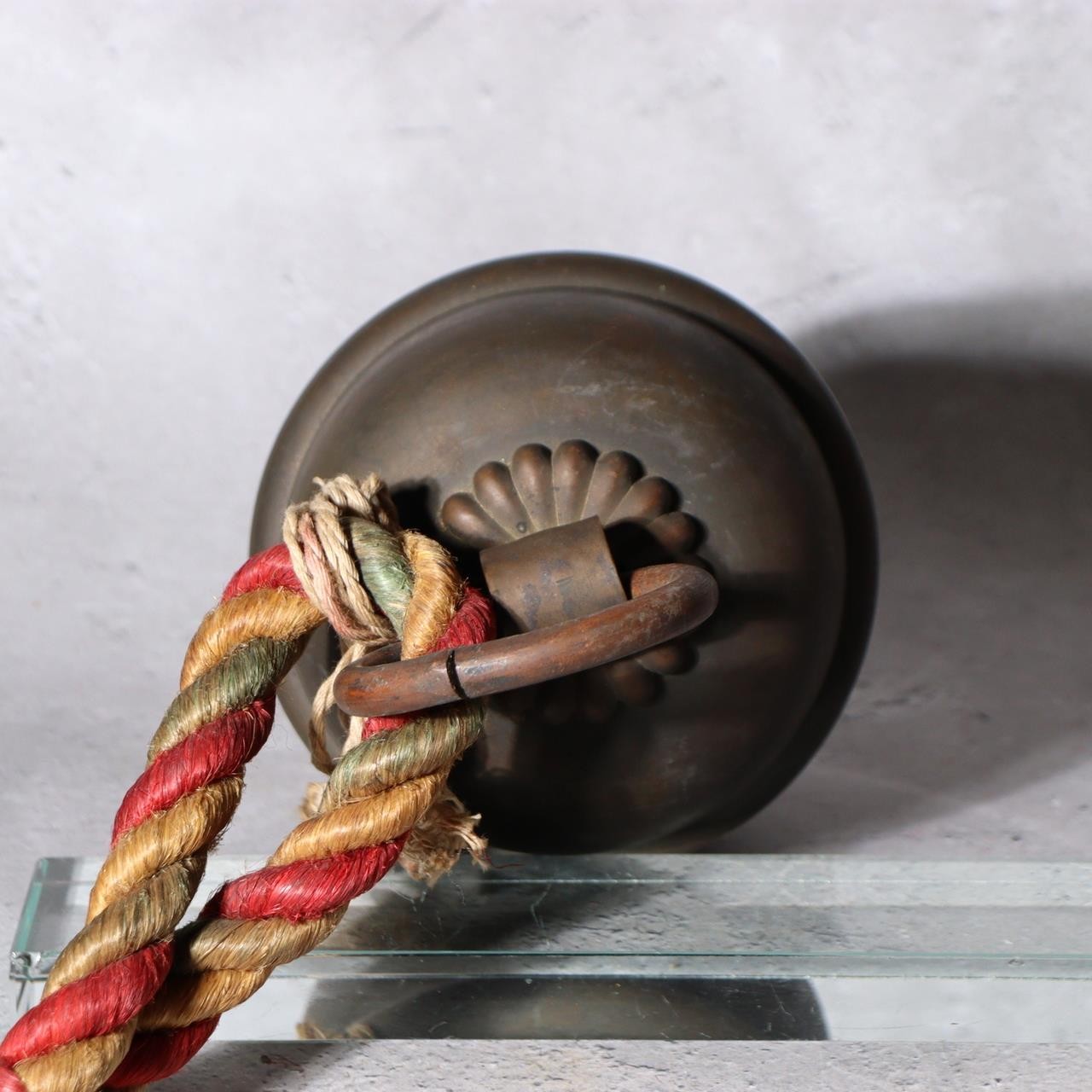 Japanese Vintage Shinto Suzu Bell with Braided Worship Rope Shrine Tassel 99cm5