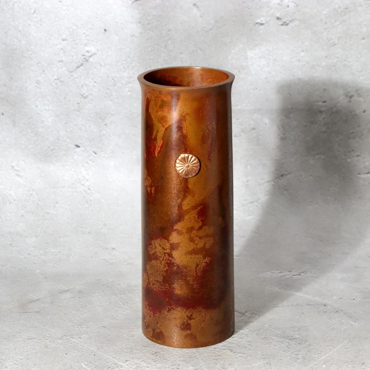 Japanese Takaoka Copperware Bronze Flower Vase Traditional Craft Shin BV7711