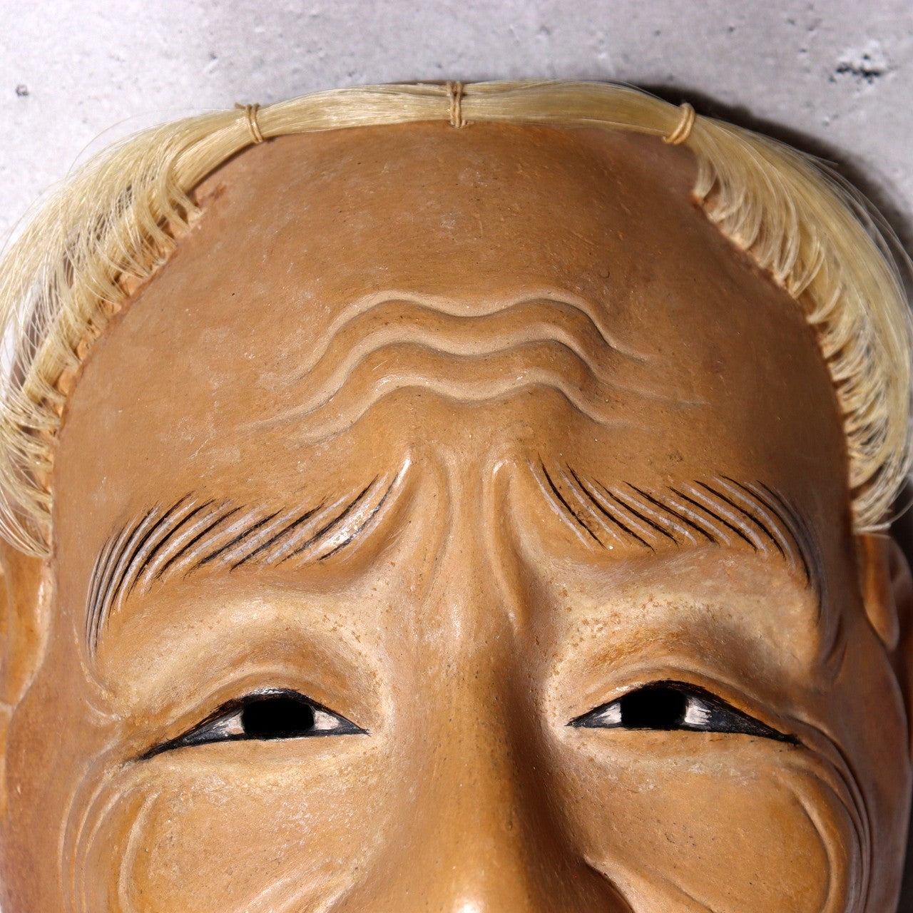 Japanese Hand-Carved Wooden Noh Mask Kojou Refined Old Man Storage Bag MSK5397