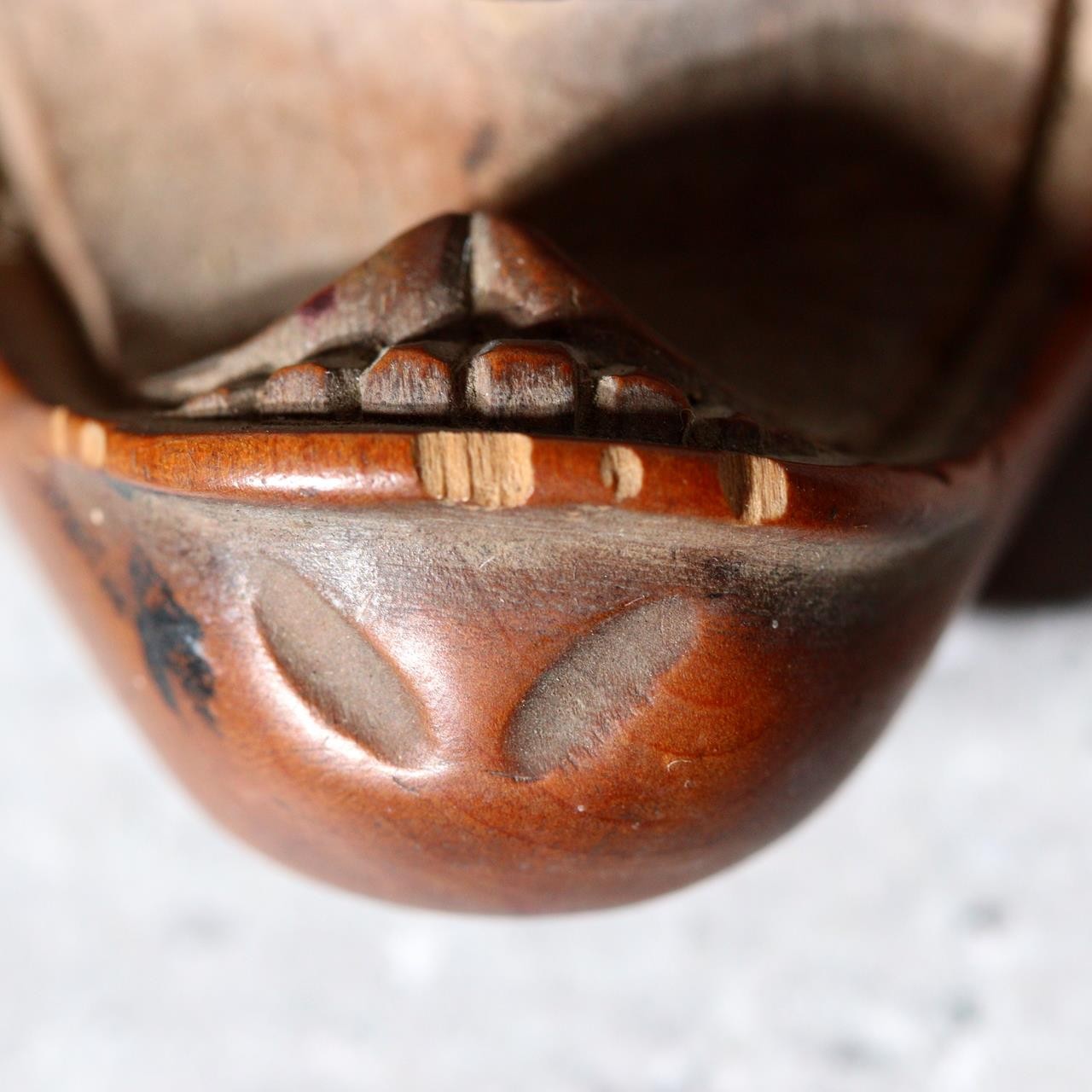 Antique Japanese Boxwood Netsuke Masks - Saru-tobide & Ko-tobide Style - 2pc Set11
