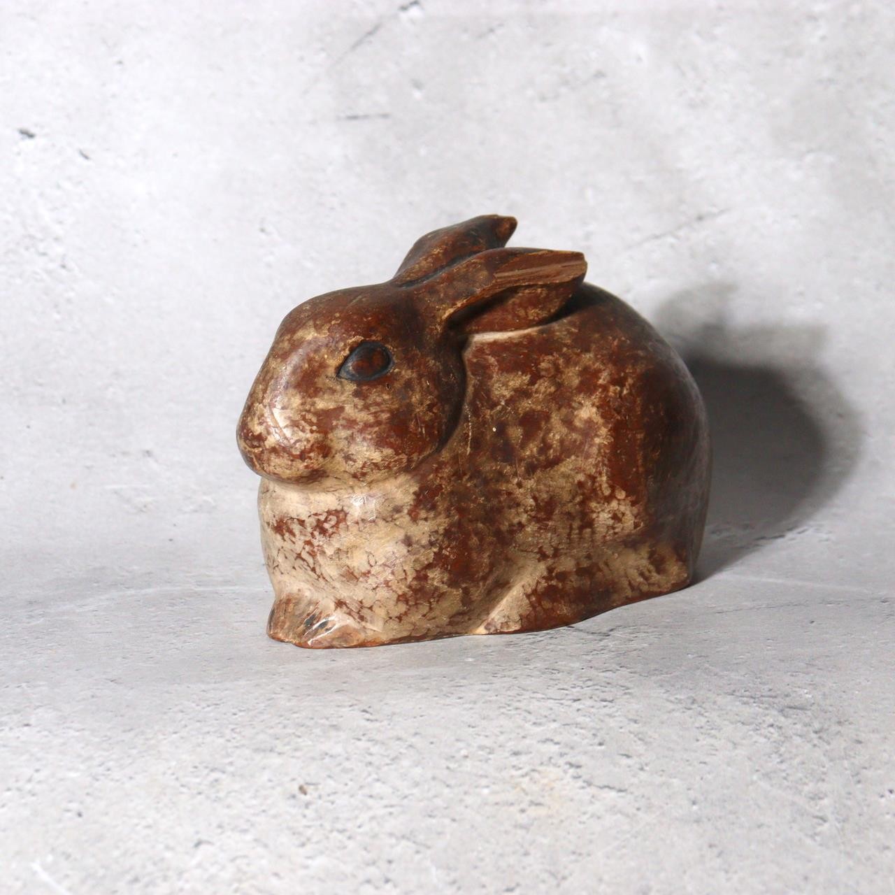 Vintage Japanese Hand-Carved Wood Rabbit Sculpture Early Showa Realistic Mastery6