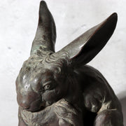 Antique Japanese Bronze Rabbit Okimono Taisho 1919 Signed Ono Tohachi 2.53kg6