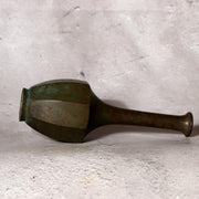 Vintage Japanese Bronze Bud Vase Faceted Hexagon Small Rare Mini Size Zen BV7208