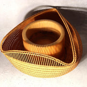 Japanese Bamboo Flower Basket Vase Hanakago Signed Chagetsu Ikebana Woven WO5231