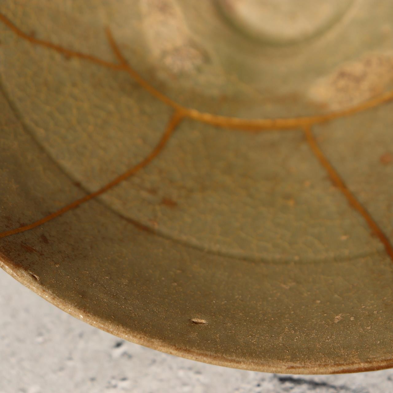 Antique Korean Celadon Bowl Goryeo Joseon Dynasty Gold Kintsugi Repair Box16