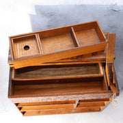 Vintage Japanese Tamo Wood Sewing Box Haribako Full Burl Grain Chest WO60610