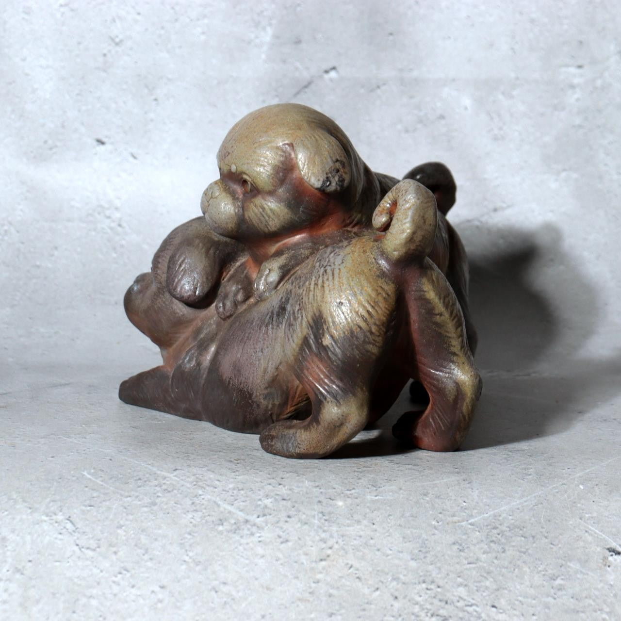 Japanese Bizen Ware Ceramic Dog Figurine Kimura Toho Toseien PCP3091