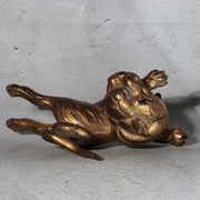 Antique Edo Gilt Wood Neko Tora Cat Tiger Samurai Kabuto Maedate Helmet Crest4