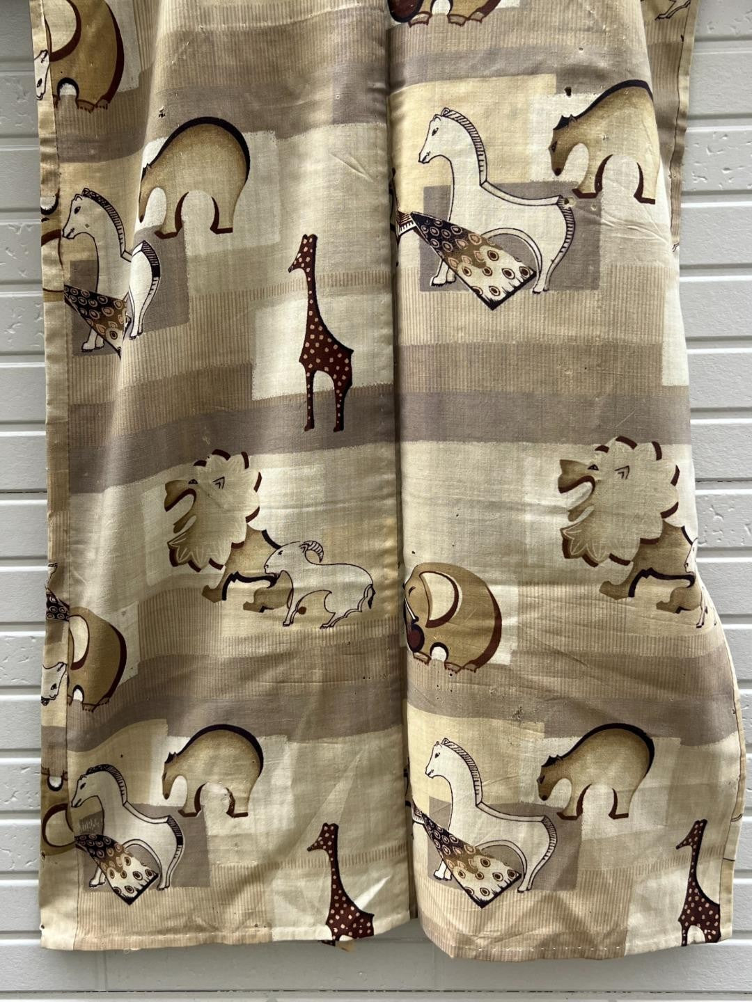 Vintage Japanese Yukata Kimono Animal Pattern Elephants Giraffes13