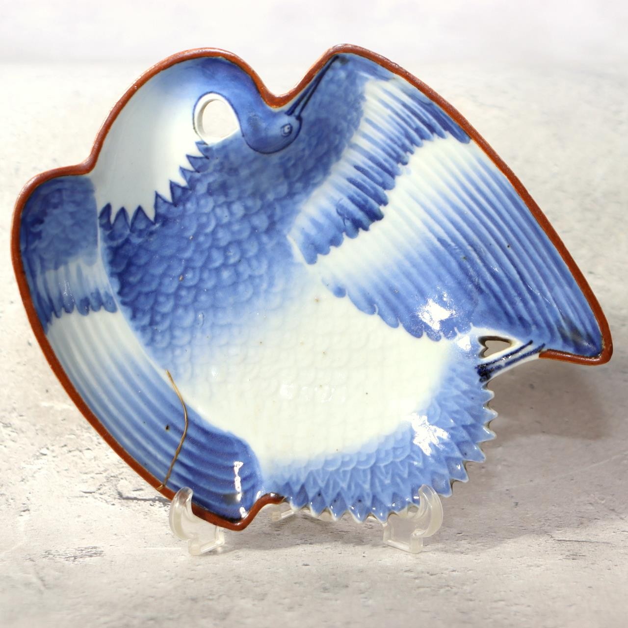 Antique Japanese KoImari AiKutani Porcelain Dish Crane Bird 17th C. Edo IP1260