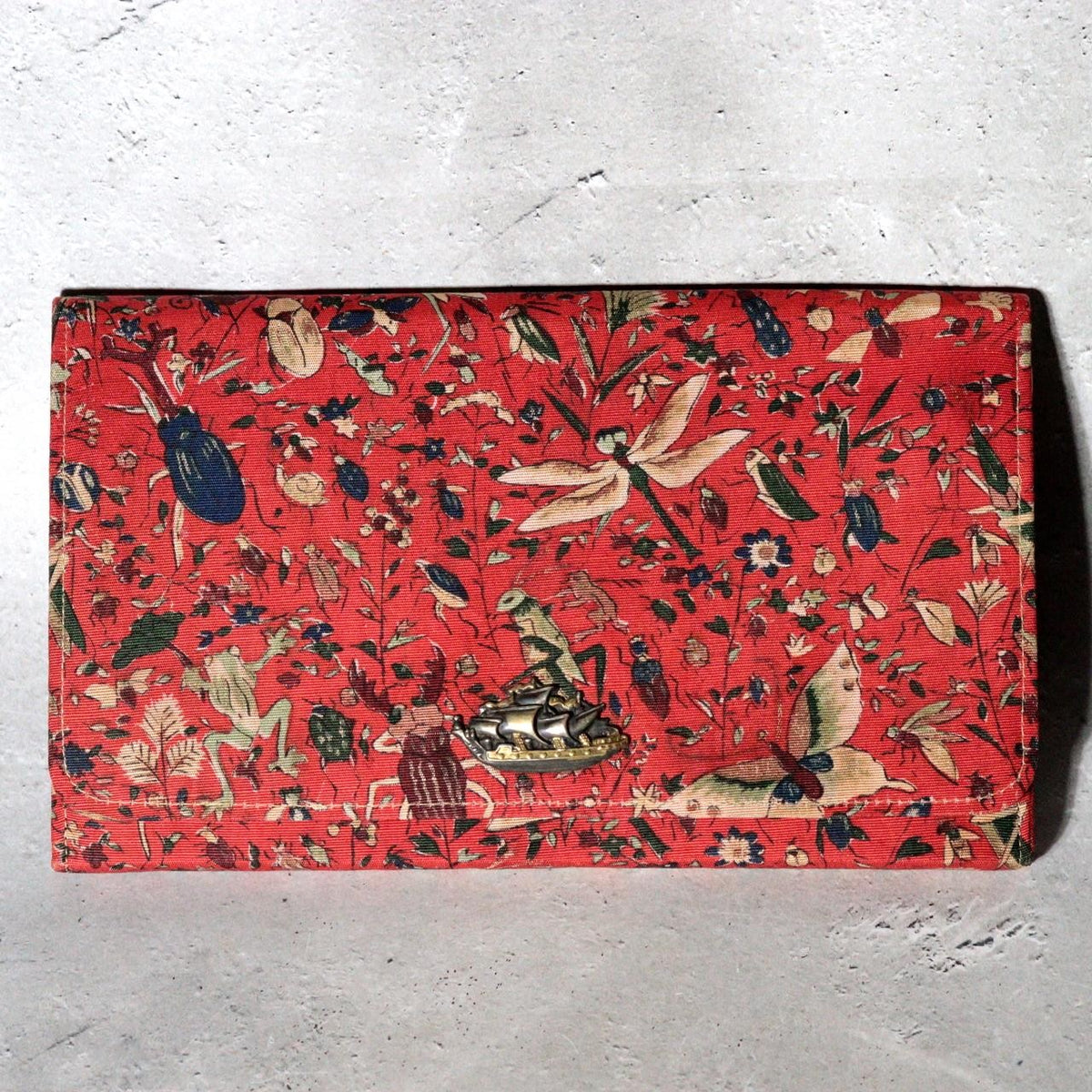 Vintage Japanese Kami-ire Pouch Insects Butterfly Ship Clasp0