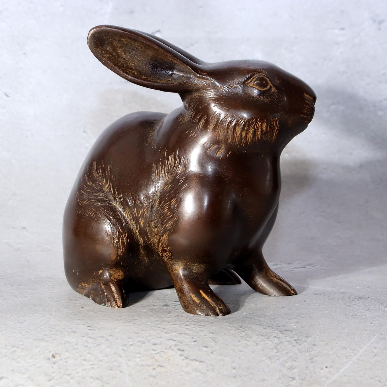 Vintage Japanese Bronze Rabbit Okimono Statue Figure 1140g BOSa441