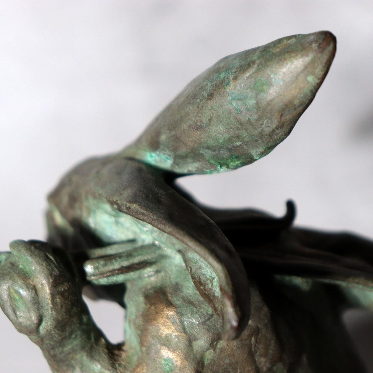 Japanese Bronze Rabbit Statue Masashi Natorigawa Dancing Pose BOSa6510