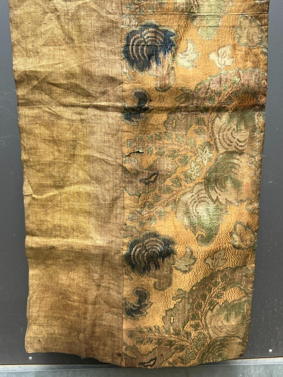 Antique 19th 20th C. Japanese Kinran Brocade Buddhist Textile Temple Banner Boro12