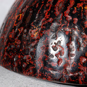 Vintage Large Japanese Aizu Lacquerware Wood Bowl  Mottled Red & Black 29cm6