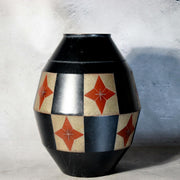 Vintage Japanese Bronze Vase Hozan Silver Inlay Kikyo Bellflower Motif0