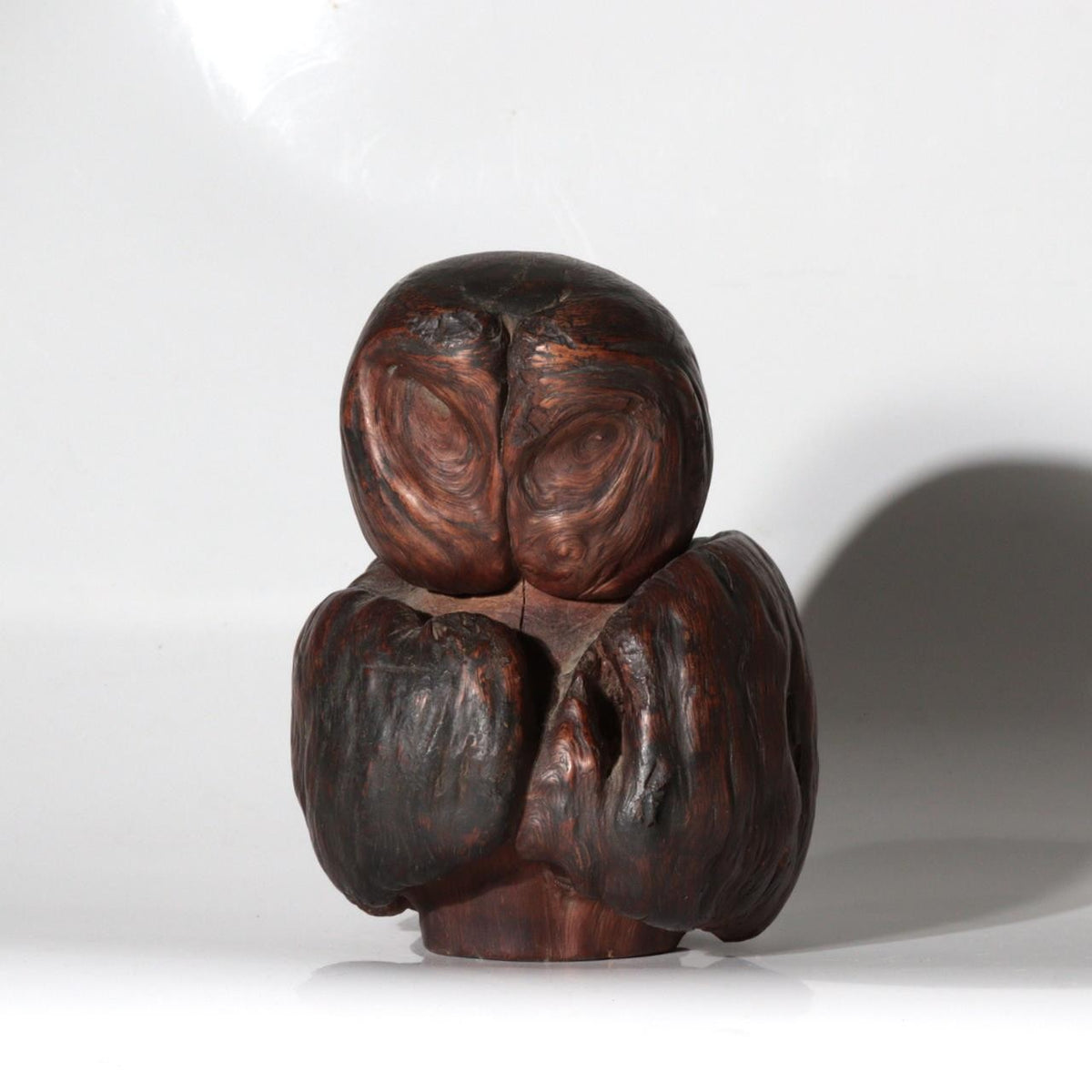 Vintage Japanese Natural Wood Root Carving Owl Figure Okimono WO6656