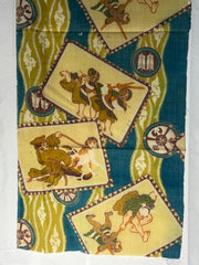 Vintage Japanese Silk Kofu Fabric Rare Pattern Kendo Military Dog Yabane BRKW1876