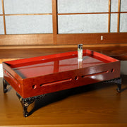 Japanese Lacquer Footed Tray Stand Mother-of-Pearl Removable Inner Tray Raden2