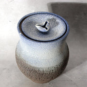 Japanese Studio Ceramic Mizusashi Water Jar Crawled Glaze Gradation pottery7