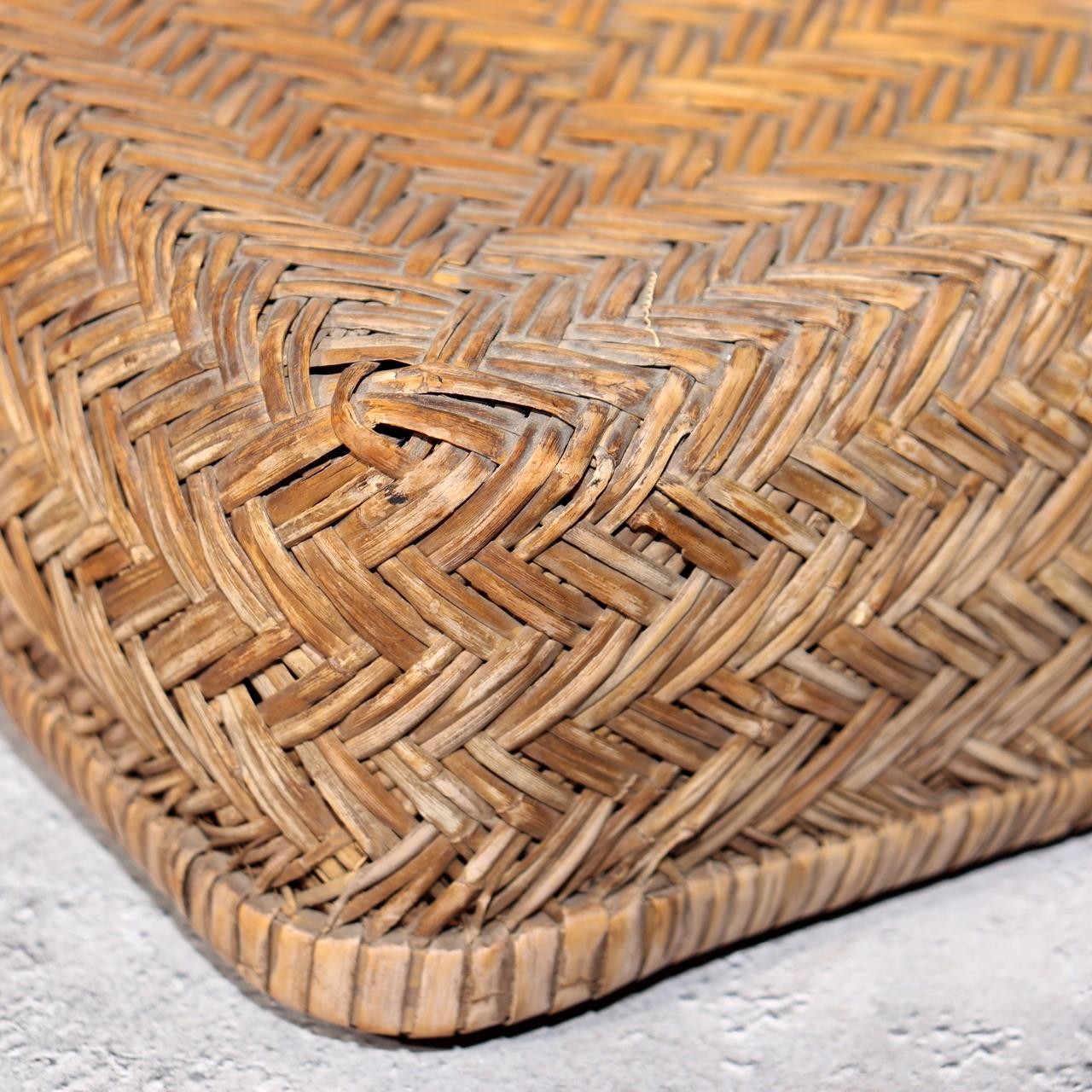Japanese Vintage Bamboo Basket Box Lidded Storage Organizer Woven Rustic BVO6810