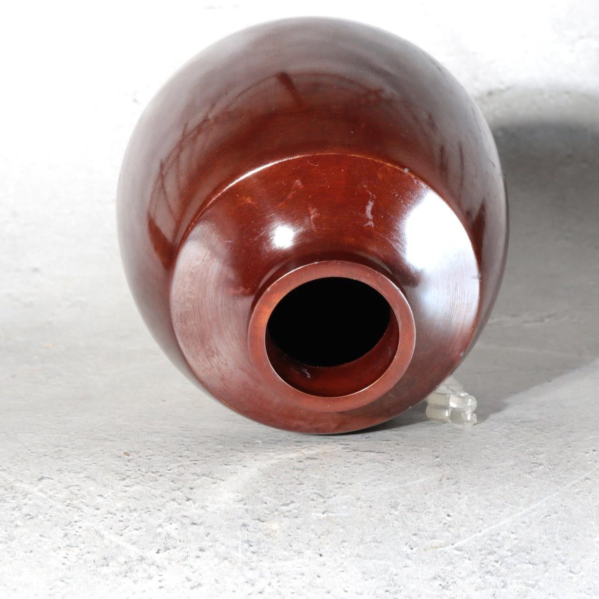Vintage Japanese Cast Bronze Vase Yasumi Dark Red Patina Tomobako6