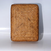 Vintage Japanese Woven Bamboo Box Rectangular Basket Lid Case BVO720