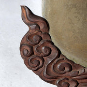 Antique Japanese Shinto Shrine Bronze Mirror Shinkyo Wooden Stand BOSa6610