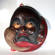 Antique Japanese Carved Wood Daruma Bodhidharma Wall Plaque Sign Meiji Taisho0