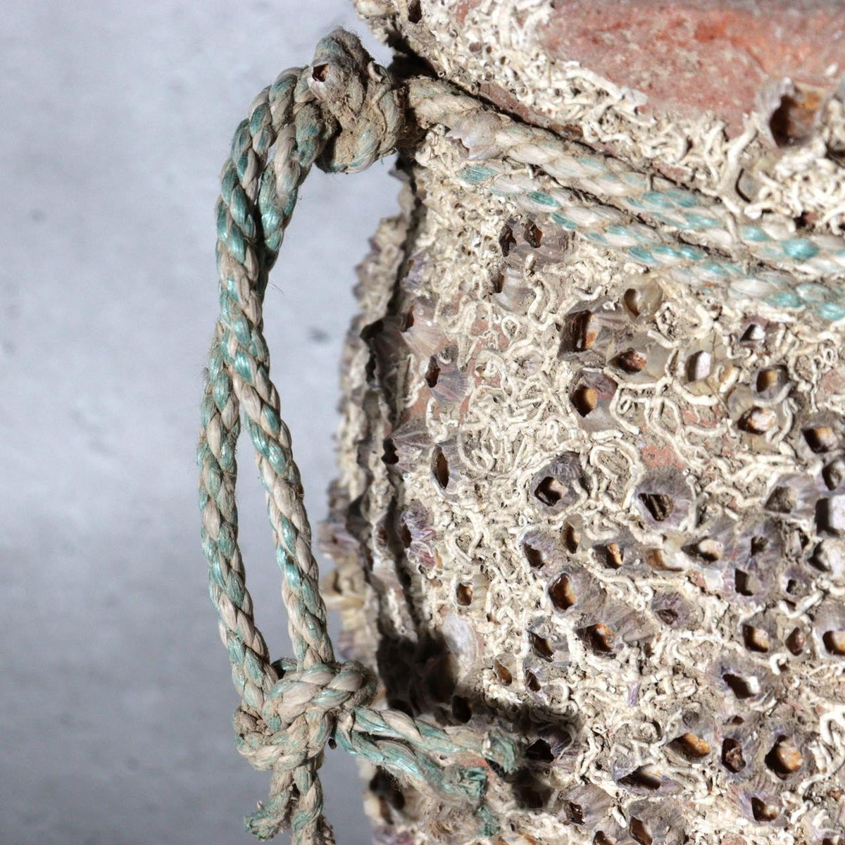 Vintage Japanese Pottery Octopus Trap Takotsubo Barnacles Rope Vase12
