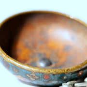 Antique Japanese Cloisonne Enamel Netsuke Sagemono Manju Floral Edo Meiji NW27112