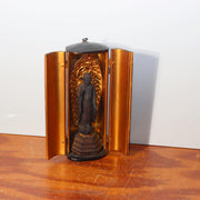 Antique Japanese Wood-Carved Standing Amida Nyorai Buddha Statue with Portable16