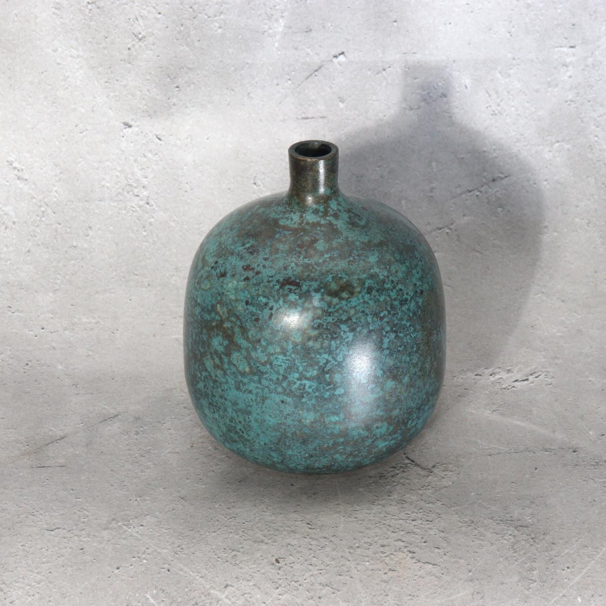 Vintage Japanese Bronze Vase Mottled Blue Green Patina BV7849