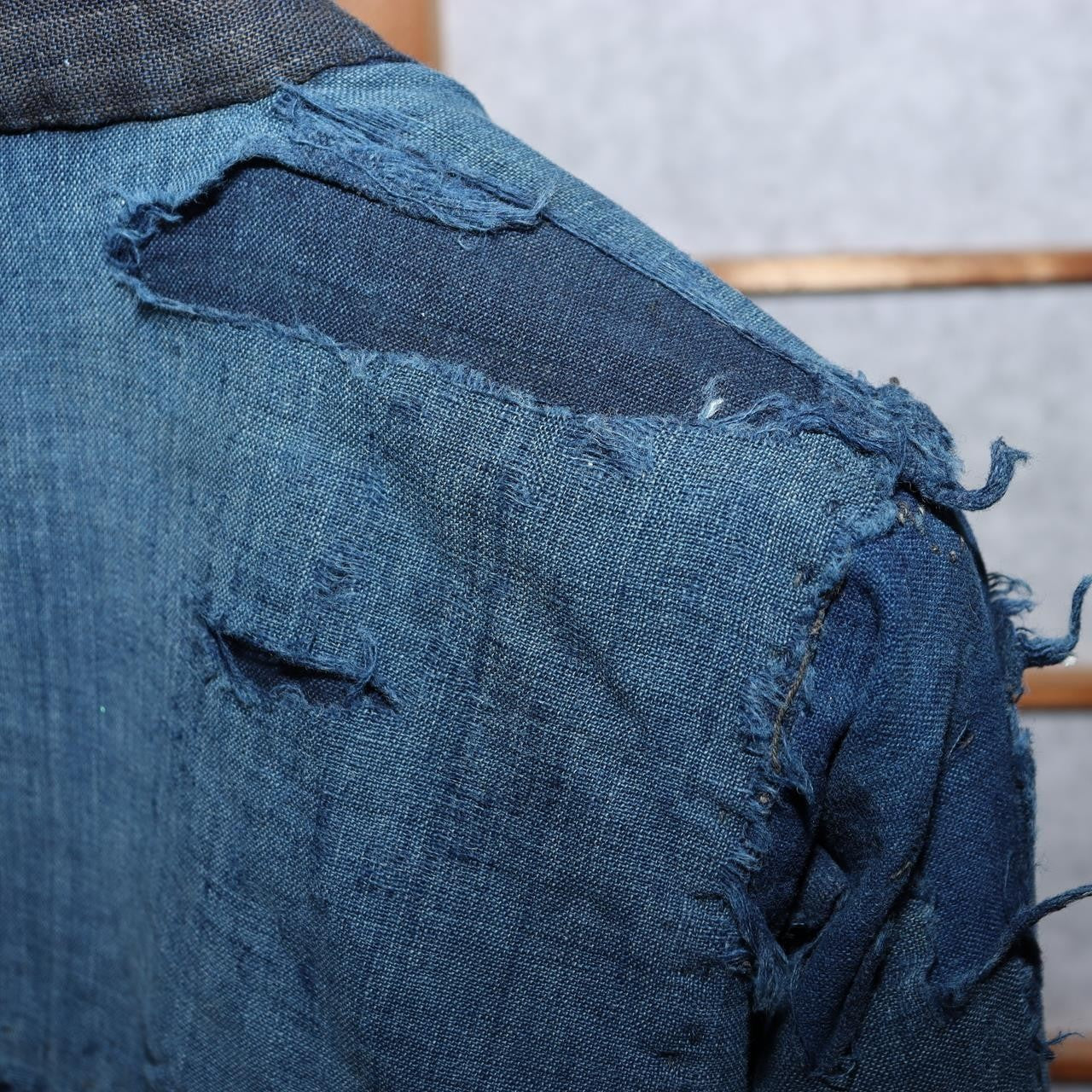 Antique Japanese Boro Noragi Hanten Jacket Sashiko Indigo Patchwork Rugged BRKW14