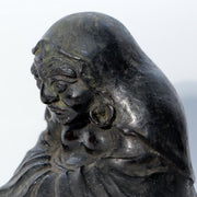 Japanese Antique Cast Bronze Bodhidharma Daruma Seated Statue Figure BOSa564