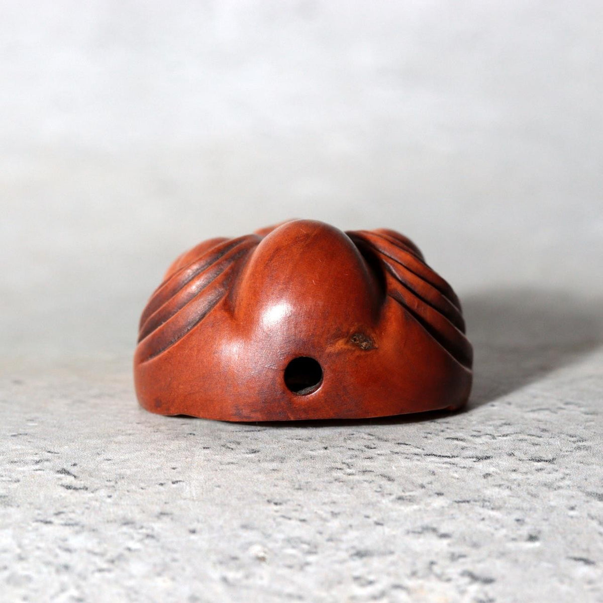 Japanese Carved Boxwood Mask Netsuke Buaku Kyogen Signed Jiro NW27212