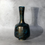 Vintage Showa Takaoka Copperware Bronze Vase Masaharu Blue Gold Mottled BV7729