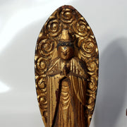 Japanese Vintage Amida Sanzon Buddhist Statue Set 3pc Gilt Wood 28.6cm Zen BT24411